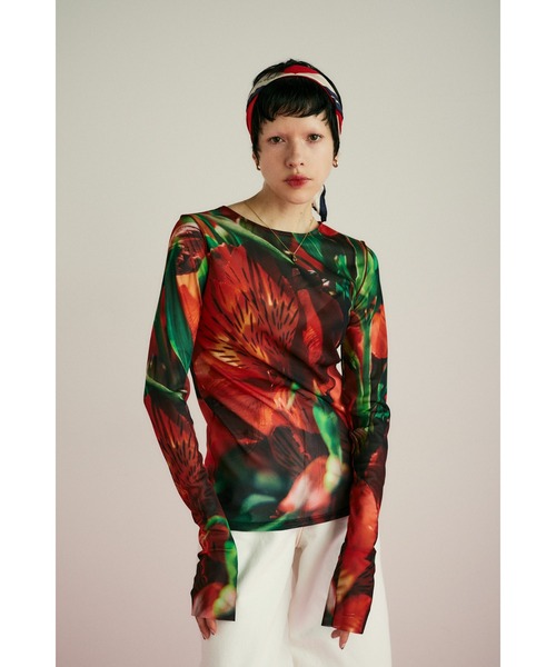 tシャツ Flower pattern mesh innner   フラワーパターンメッシュインナー レディース