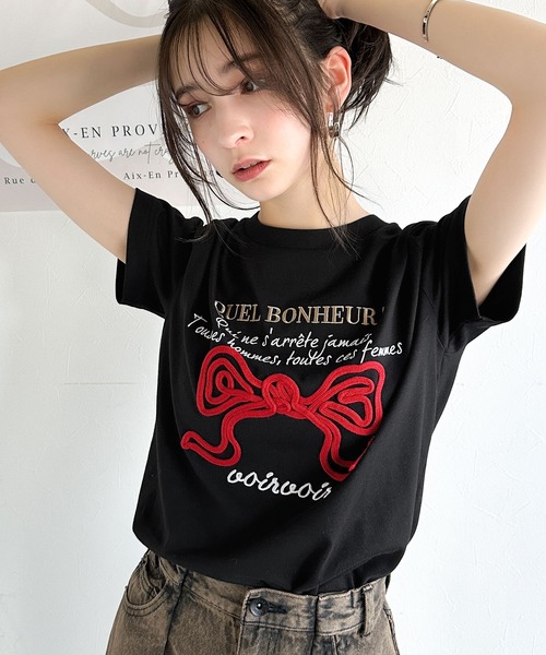 【mily bilet】上品フェミニン。コード刺繍ケーブル柄サマーニット mi1029124