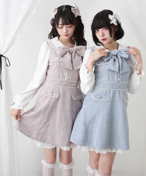 ハートパールお嬢様ツイードワンピース DearMyLove ワンピース ハートパールお嬢様ツイードワンピース