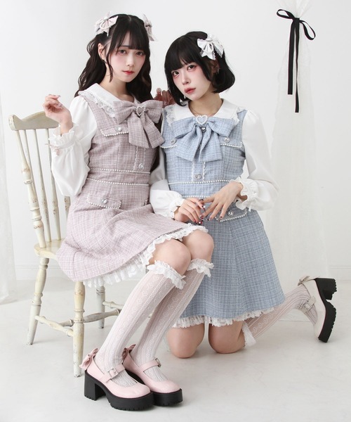 ハートパールお嬢様ツイードワンピース ハートパールお嬢様ツイードワンピース – レディース