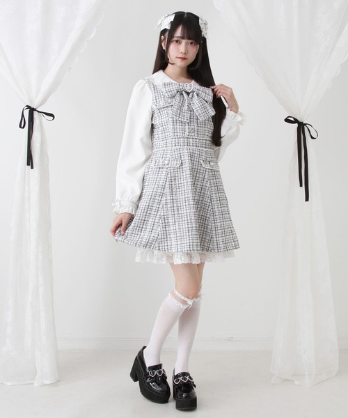 ♡ハートパールお嬢様ツイードワンピース♡ DearMyLove ワンピース ハートパールお嬢様ツイードワンピース