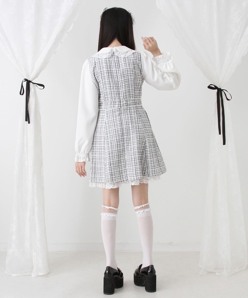 DearMyLove ワンピース ハートパールお嬢様ツイードワンピース