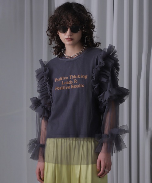 tシャツ (CREOLME)チュールフリルトップス レディース