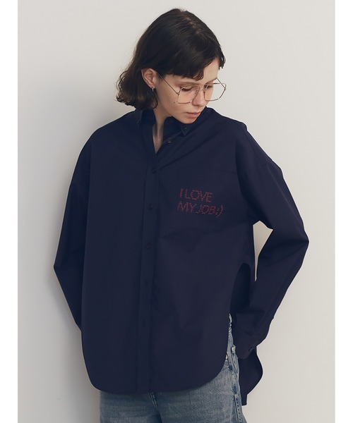 ブラウス シャツ I LOVE MY JOB Print Oversize Shirt レディース