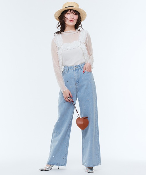 tシャツ 「Narcissus」シャーリングシースルートップス レディース Narcissus tシャツ 「Narcissus」シアートップス レディース