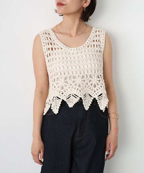 ベスト ジレ キラキラフラワー刺繍ビスチェ レディース FREAK'S STORE ベスト ジレ フラワーストレッチキャミビスチェ