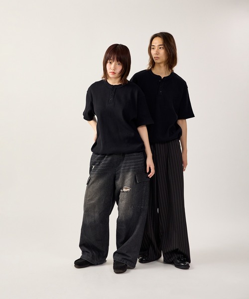 kutir（クティール） tシャツ DRAWCORD HENLEY NECK THERMAL TSHIRT