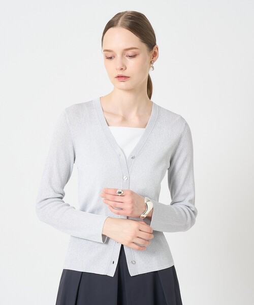 ANAYI（アナイ） カーディガン ラメリブVネック カーディガン