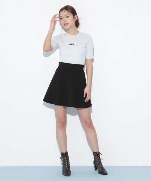 「JILL STUART」 半袖ニット FREE ブラック レディース JILL by STUART ニット セーター 半袖ビジューコンパクト