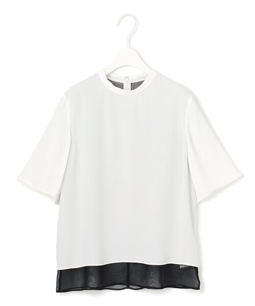 ブラウス シャツ BackSatinAmunzen シフォンコンビブラウス レディースの画像