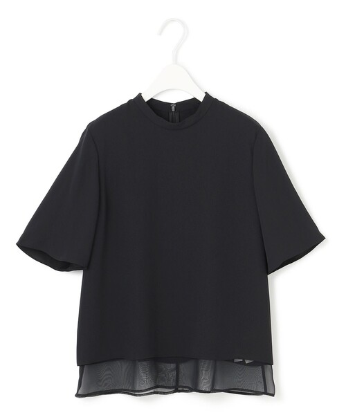ブラウス シャツ BackSatinAmunzen シフォンコンビブラウス レディースの画像
