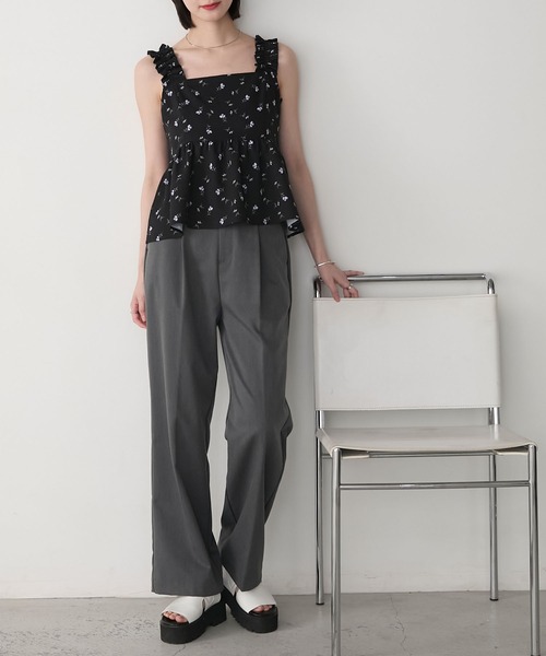 希少 エンフォルド 美ライン ペプラム 立体的 ブラウス  花柄 サンプル品 Fit more（フィットモア） ブラウス シャツ 花柄ボウタイペプラム