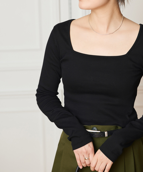 tシャツ IENA LA BOUCLE コンパクトベアスクエアネックカットソー レディース