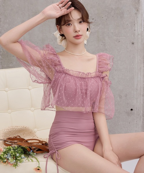 TeddyShop 水着 レディース水着 ふんわりシアーチュール×小粒