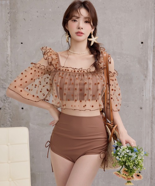 TeddyShop 水着 レディース水着 ふんわりシアーチュール×小粒