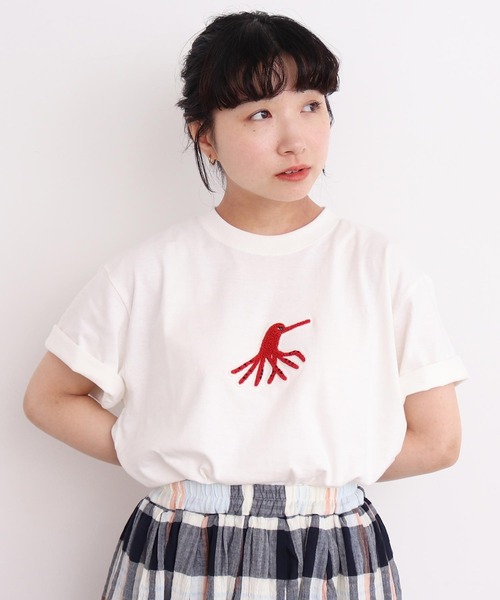 tシャツ 海の生物　さがら刺繍Tシャツ レディース