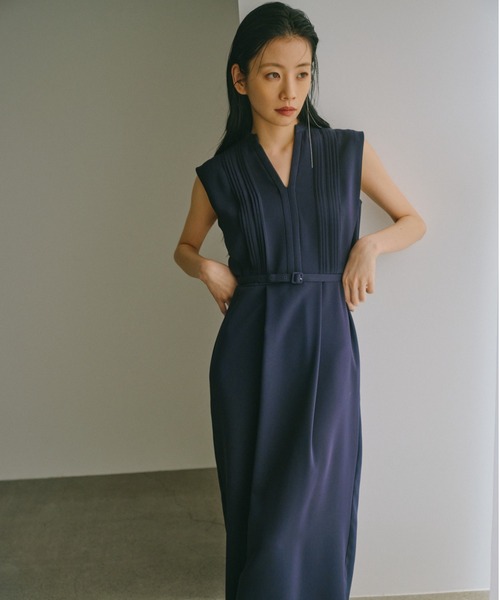anuans ワンピース anuans ワンピース トリアセテートスキッパーネックワンピース