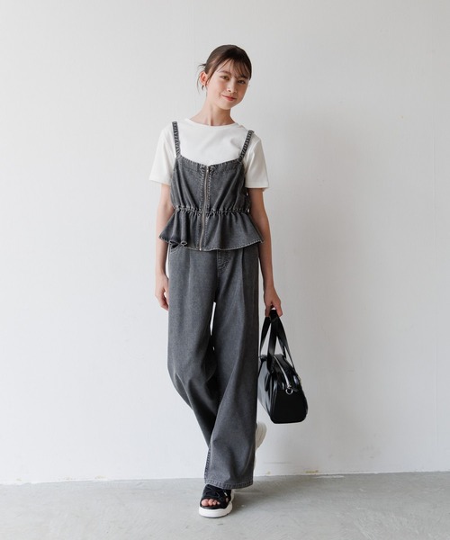 新品未使用タグ付JUSGLITTY バルーンスリーブ オールインワン サロペット GLOBAL WORK（グローバルワーク） オールインワン トクトク3セット