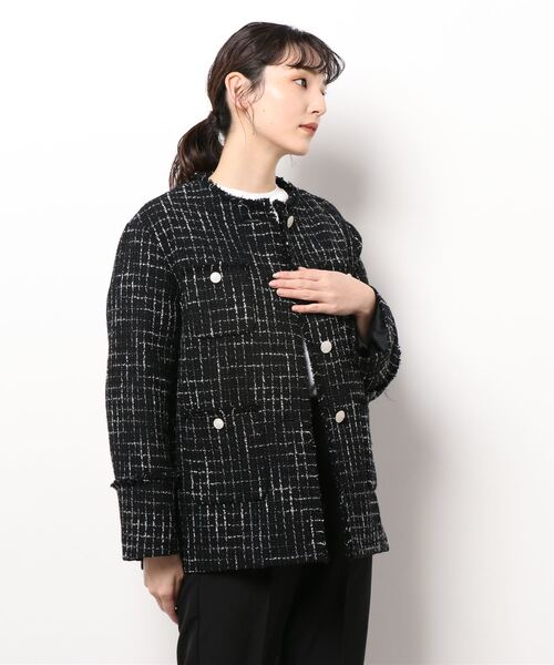 IÉNA ノーカラージャケット IENA 「IENA」 ノーカラージャケット 36 ブラック レディース