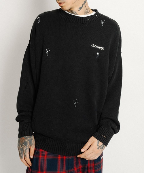 Subciety（サブサエティ） セーター ニット Wash damaged knit メンズ