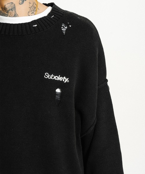 Subciety（サブサエティ） セーター ニット Wash damaged knit メンズ