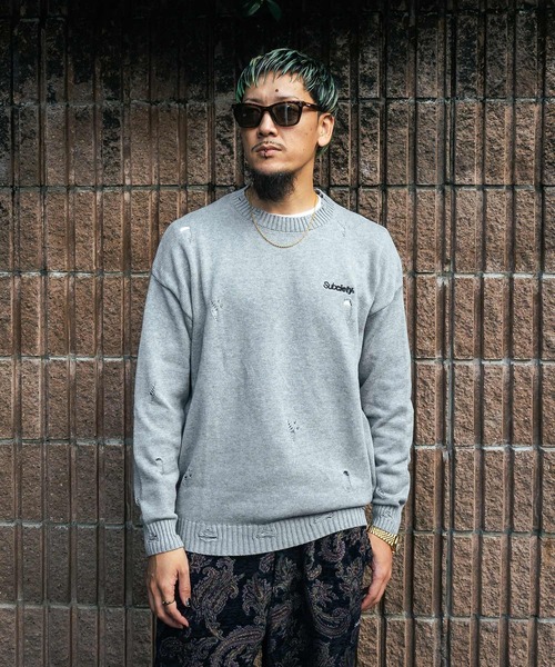Subciety（サブサエティ） セーター ニット Wash damaged knit メンズ