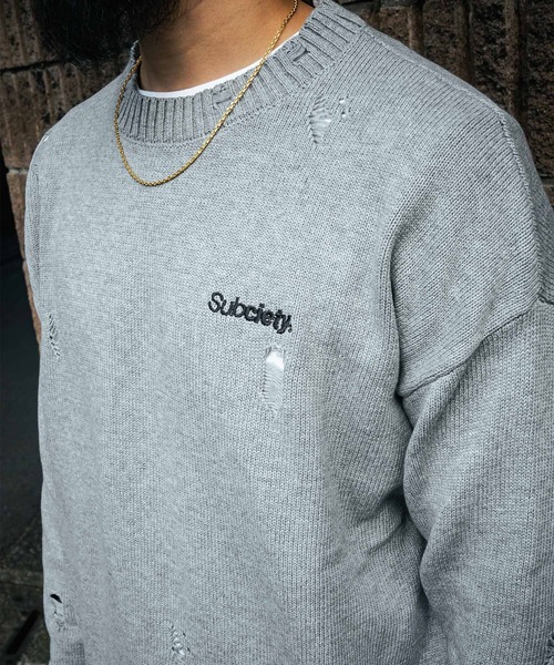 Subciety（サブサエティ） セーター ニット Wash damaged knit メンズ