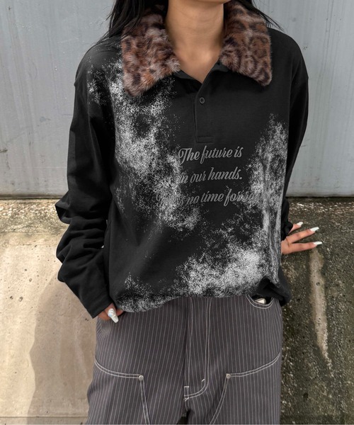 tシャツ レオパードファーカラーロンT レディース メンズ : ZOZOTOWN