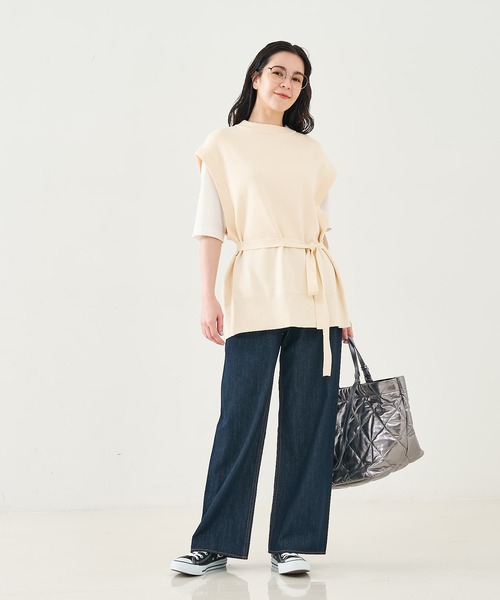 collex（コレックス） ベスト ジレ ベルト付バックスリットニット