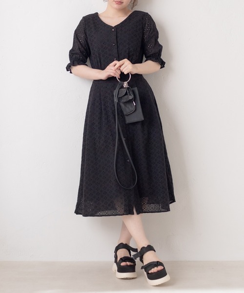 「OLIVE des OLIVE」 半袖ワンピース FREE ブラック レディース_画像6