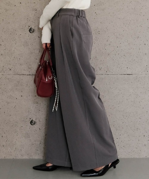 ワイドパンツ パンツ タックワイドパンツ レディース : ZOZOTOWN Yahoo