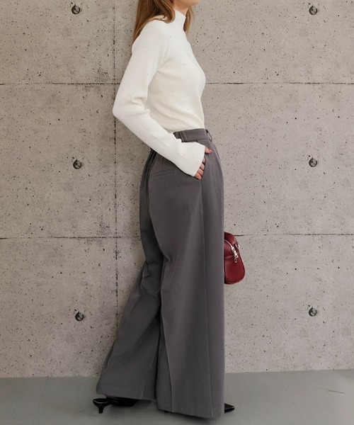ワイドパンツ パンツ タックワイドパンツ レディース : ZOZOTOWN Yahoo