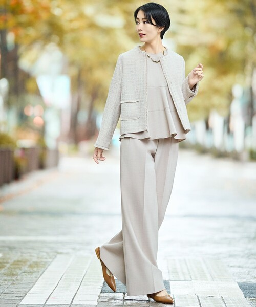 自由区（ジユウク） ジャケット ノーカラージャケット ライトミックス