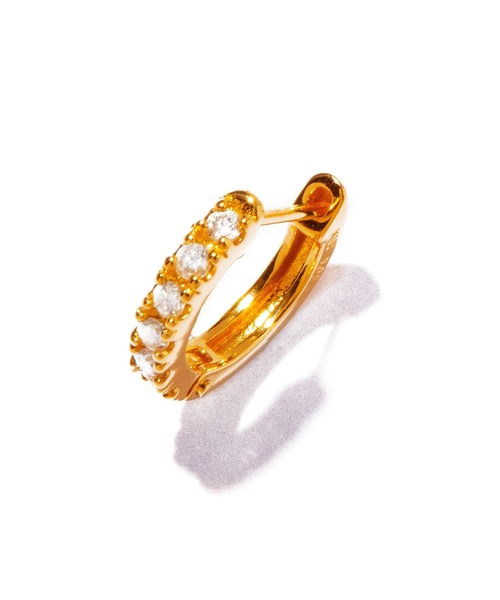 ピアス 「les bonbon」K18 half diamond hoop pierce/ハーフ ダイヤモンド フープ ピアス レディースの画像