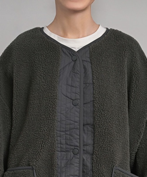 UNITED ARROWS ボア/キルティング リバーシブル ノーカラーコート UNITED ARROWS（ユナイテッドアローズ）の「＜UNITED ARROWS＞ボア