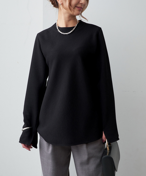 VERMEIL par iena  フィッシュテールクルーネックブラウスブラック VERMEIL par iena（ヴェルメイユパーイエナ） ブラウス シャツ