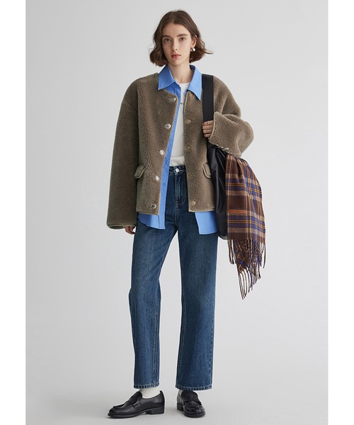 Fano Studios」 ノーカラージャケット X-SMALL モカ レディース