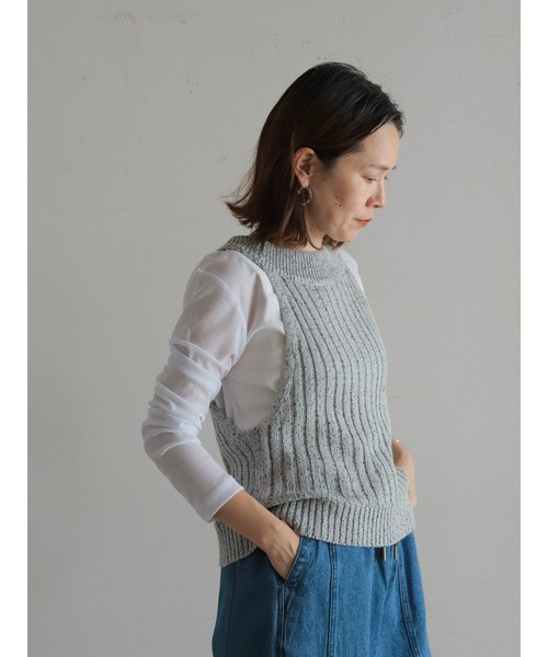 「FIL DE FER」 ニットベスト FREE ライトグレー レディース_画像7
