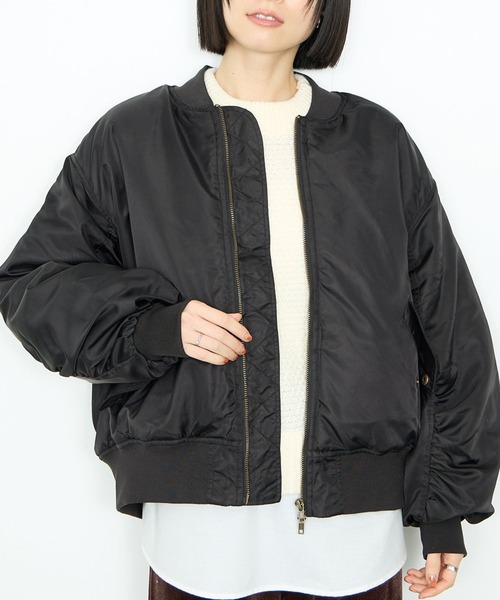 ジャケット・アウター OMMO NO SLEEVE MIDDLE MA-1 BLACK Logo embroidery MA-1 アウター｜皇治プロデュースブランドMADBRO