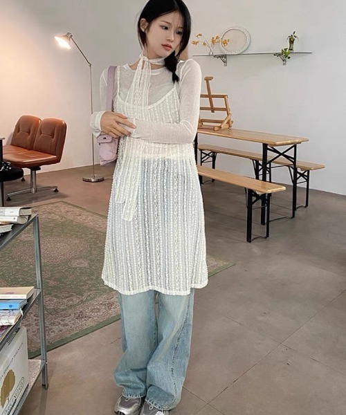 「almo」 キャミソールワンピース FREE ホワイト レディース_画像5