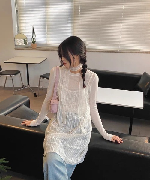 「almo」 キャミソールワンピース FREE ホワイト レディース_画像6