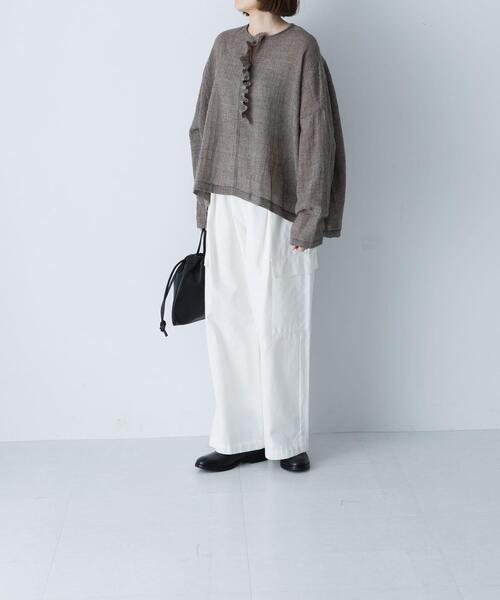 かぐれ ブラウス シャツ ウールワイドフリルプルオーバー レディース