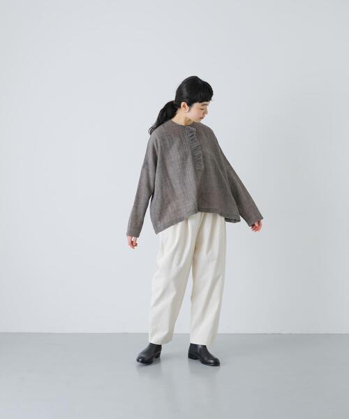 かぐれ ブラウス シャツ ウールワイドフリルプルオーバー レディース