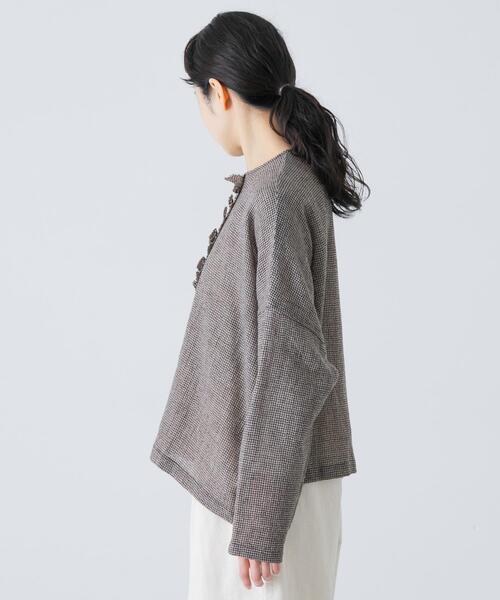 かぐれ ブラウス シャツ ウールワイドフリルプルオーバー レディース