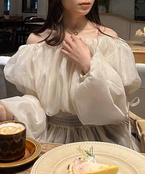 「JUNOAH」 長袖ブラウス X-LARGE アイボリー レディース_画像3