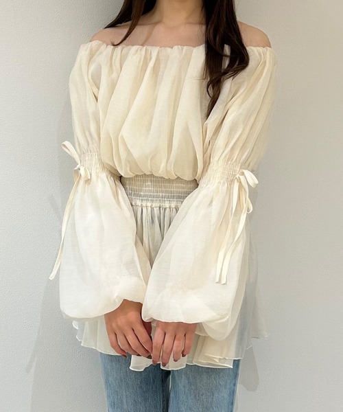 「JUNOAH」 長袖ブラウス X-LARGE アイボリー レディース_画像6