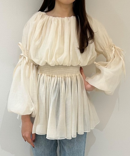 「JUNOAH」 長袖ブラウス X-LARGE アイボリー レディース_画像7