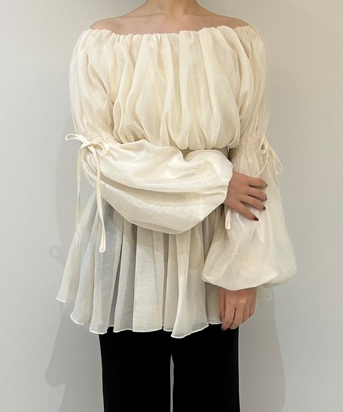 「JUNOAH」 長袖ブラウス X-LARGE アイボリー レディース_画像8