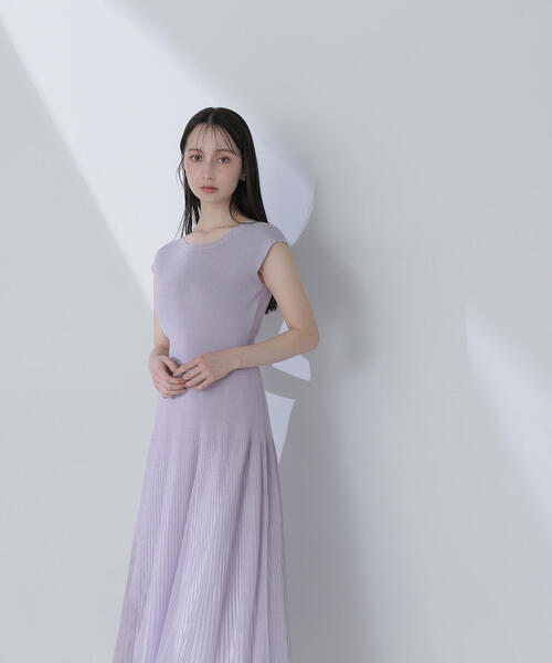 「NATURAL BEAUTY BASIC」 ノースリーブワンピース P/S パープル レディースの画像
