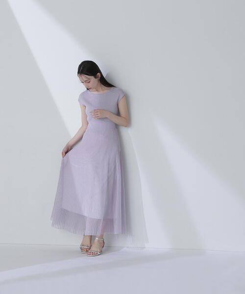 「NATURAL BEAUTY BASIC」 ノースリーブワンピース P/S パープル レディースの画像